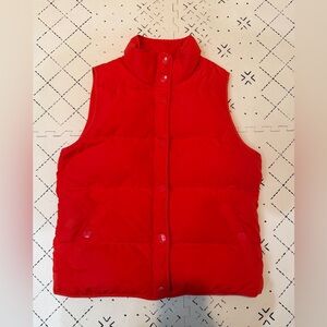 J. Crew Factory puffer Dawn zip up vest in bright‎ red S